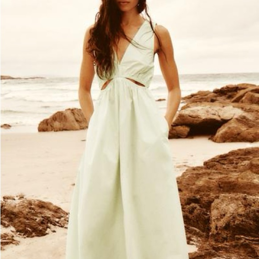 Zara Cut Out Gabardine Midi Dress